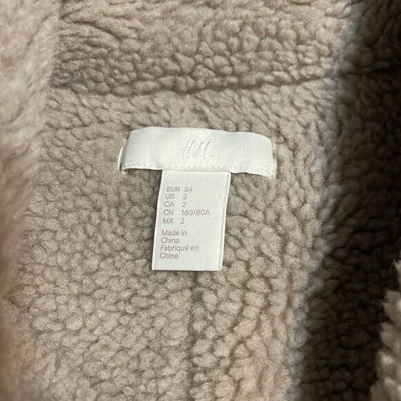 H&M Faux Suede Shearling-Lined Biker Jacket Size 2 - Picture 8 of 14